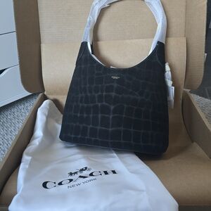 Coach Embossed Croc Suede Brooklyn 28 Hobo Tote Bag